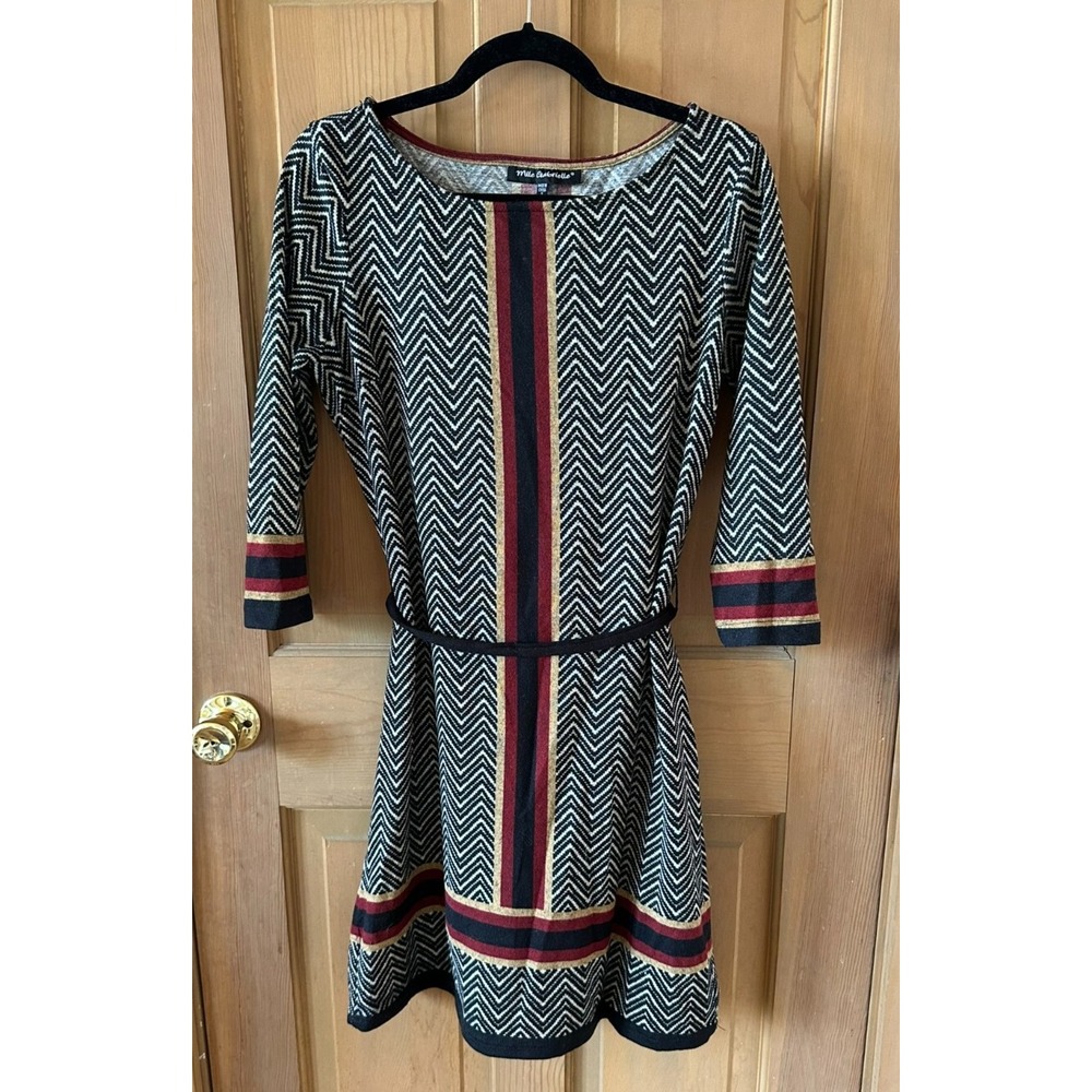 Mlle Gabrielle Womens Aztec design symmetrical dress size S